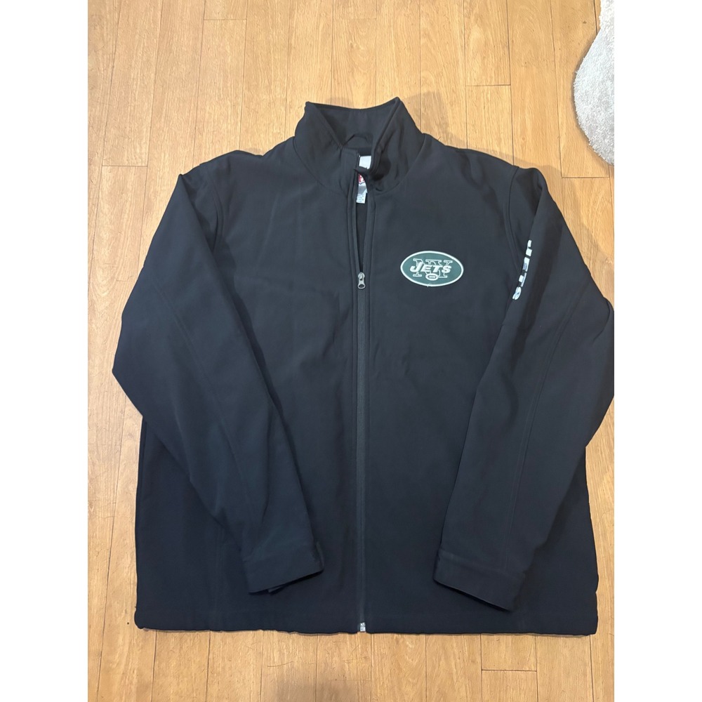 NFL New York Jets Mens XL Black Softshell Full Zip Fleece Lined Jacket Logo